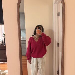 Women's V-Neck Pink Sweater